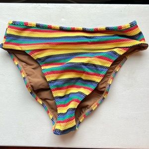Reformation size M high-waist bikini bottom, Caribbean Stipe pattern
